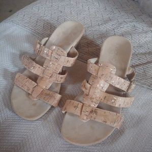 Vionic Sandals Size 10 Beige with Gold Accents